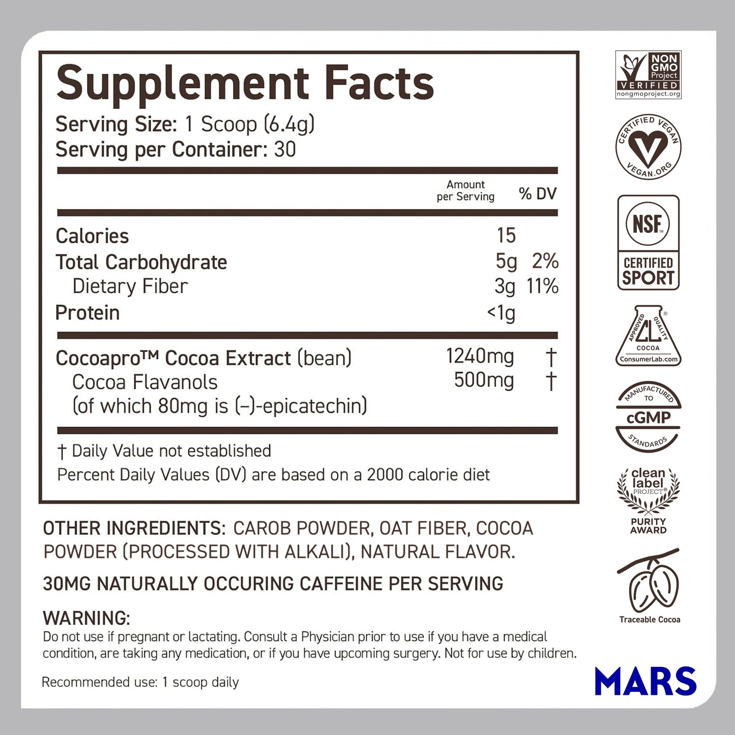 500mg Cocoa Flavanols Powder